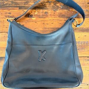 Paloma Picasso Navy Blue Leather Shoulder Bag